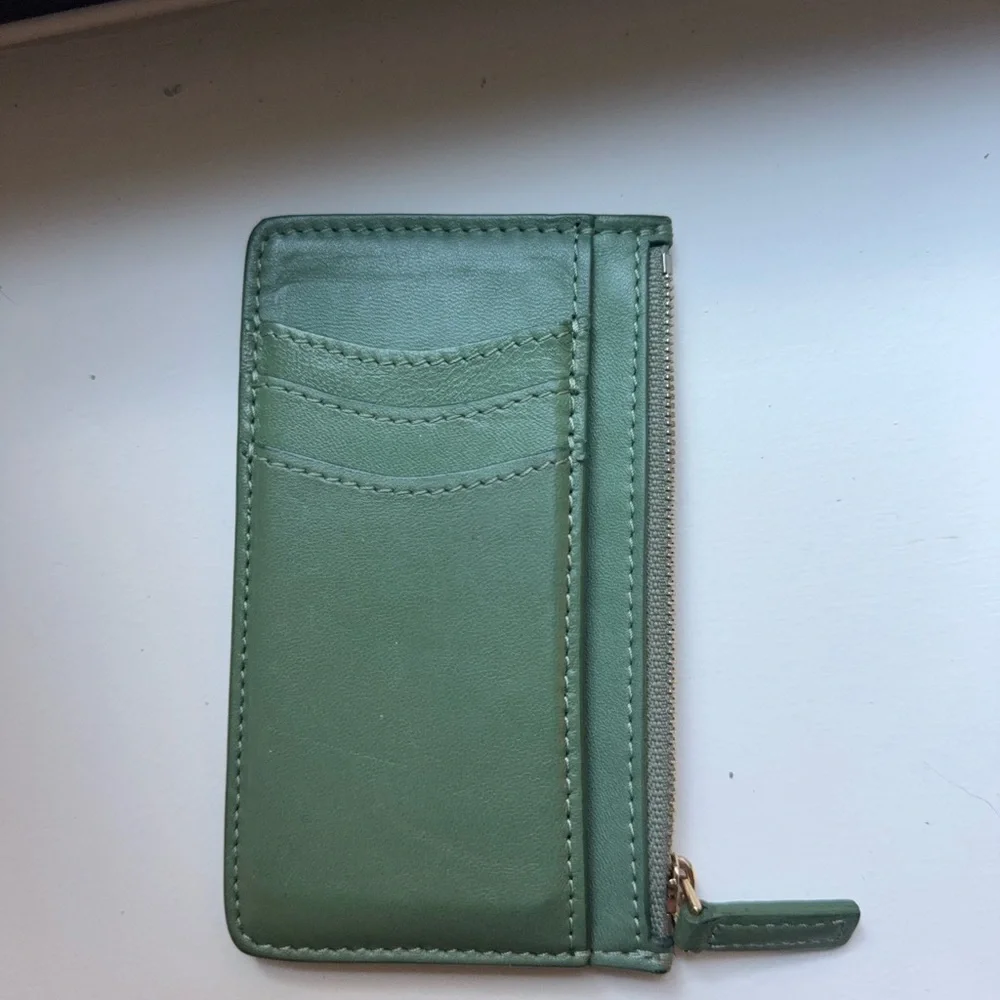 Sézane Green Leather Card & Key Holder